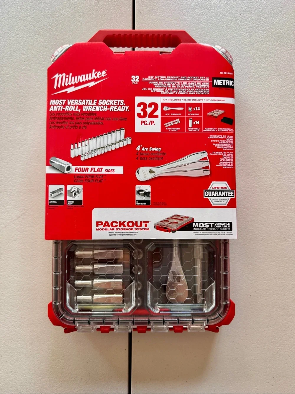 Milwaukee 48-22-9482 32PC 3/8” Metric Ratchet Socket Set PACKOUT NEW